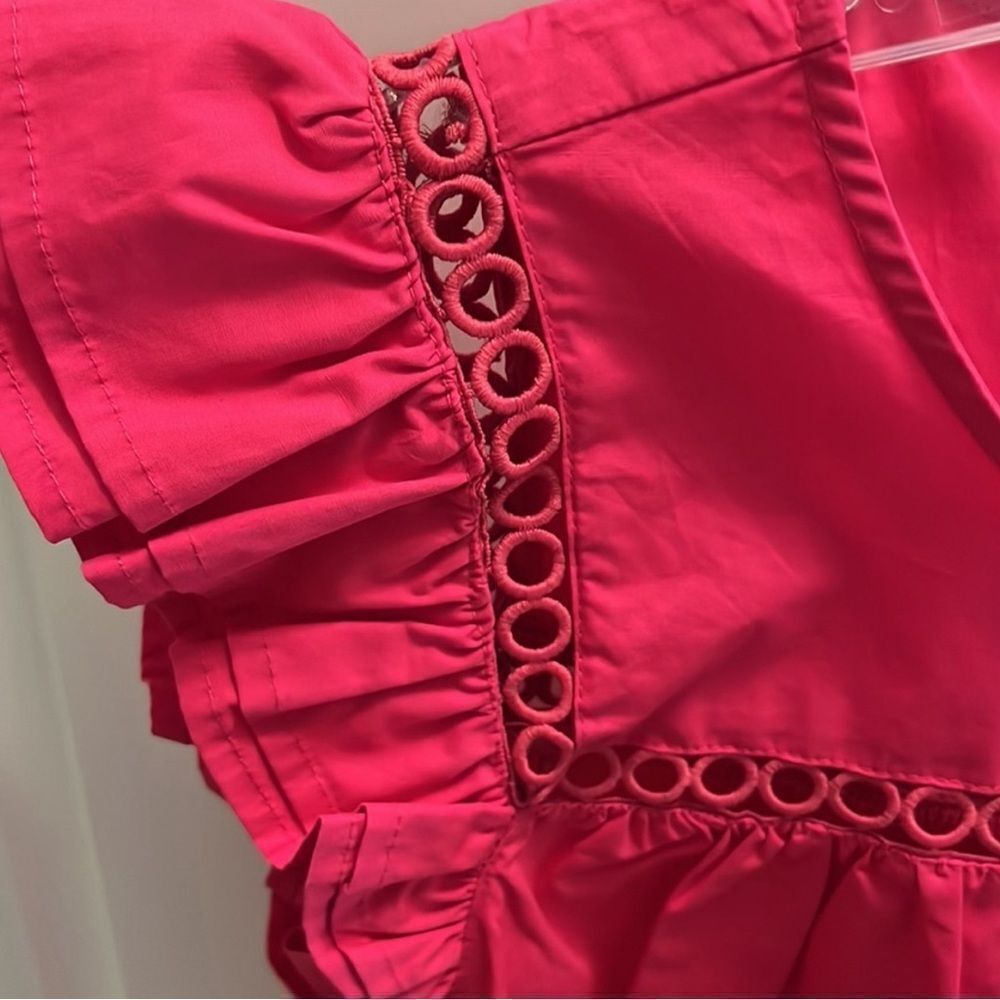 Fushia Flutter Sleeve Blouse Top - Picture 3 of 6